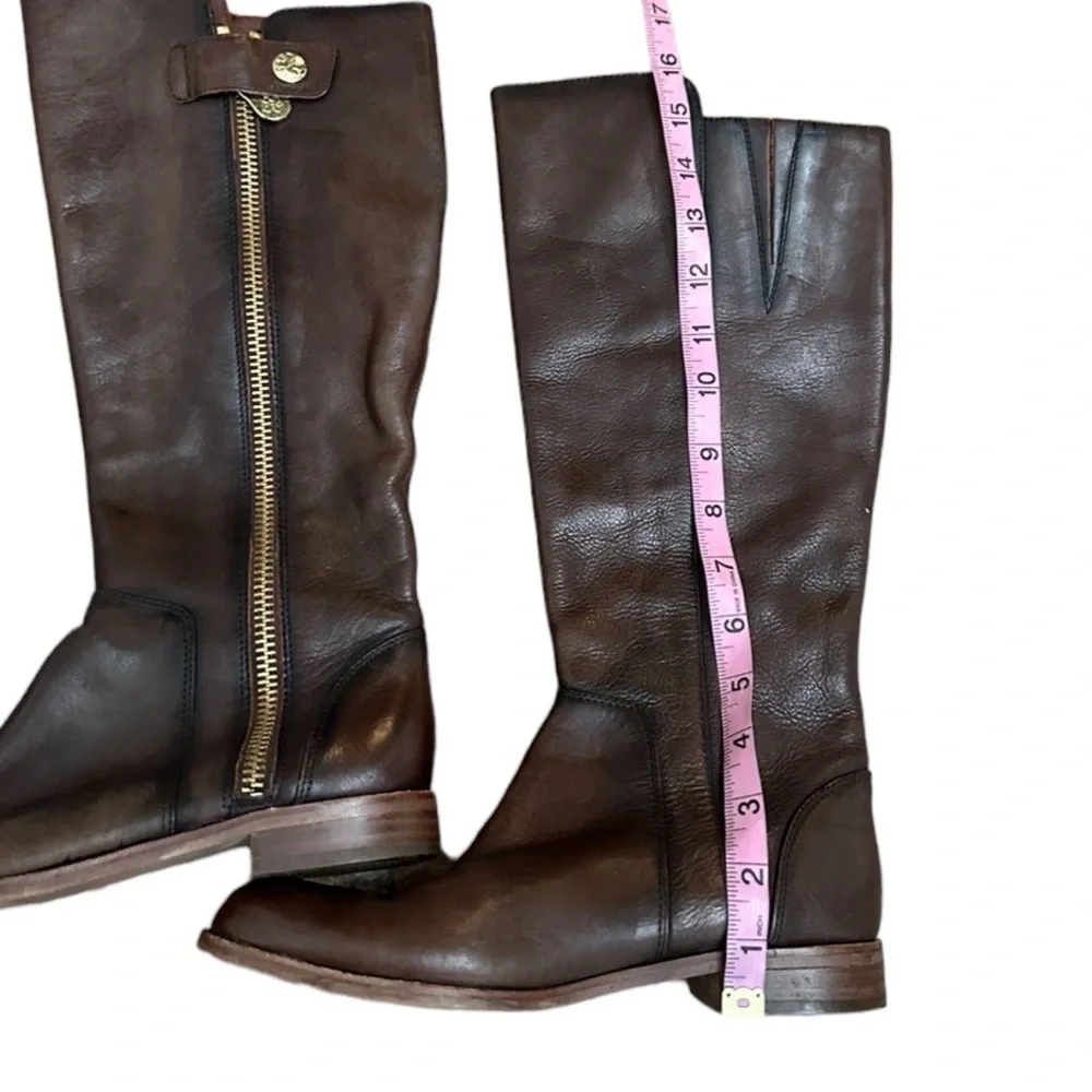 ISOLA: Melino Whiskey Brown Cannato Leather Tall Zip Boots Women's Sz 6M